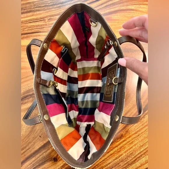 Coach Women's Tan and Brown Signature Tote Bag Purse With Hangtag Stunning - Picture 8 of 15